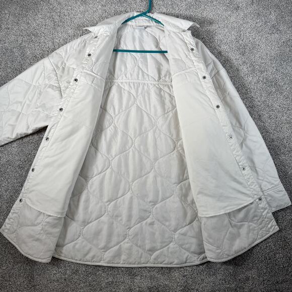 Nike Quilted Shirt Jacket Mens Small White Snap Front Puffer Pockets FB8732-133 - Picture 10 of 15